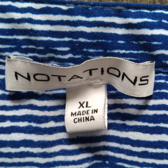 NOTATIONS blue white v neck button up shirt blouse SZ XL - Picture 6 of 11